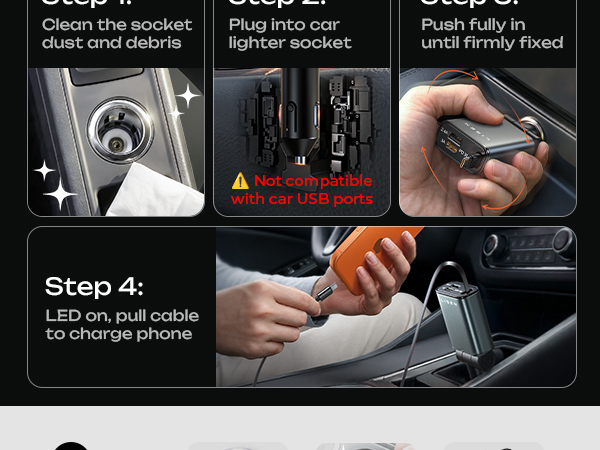 retractable car charger usb c
