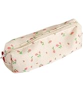 Jowxsx Pink Floral Styl Pencil Bag Women Pencil Case Pen Holder Coin Pouch Cute Simple Pen Bag Pe...
