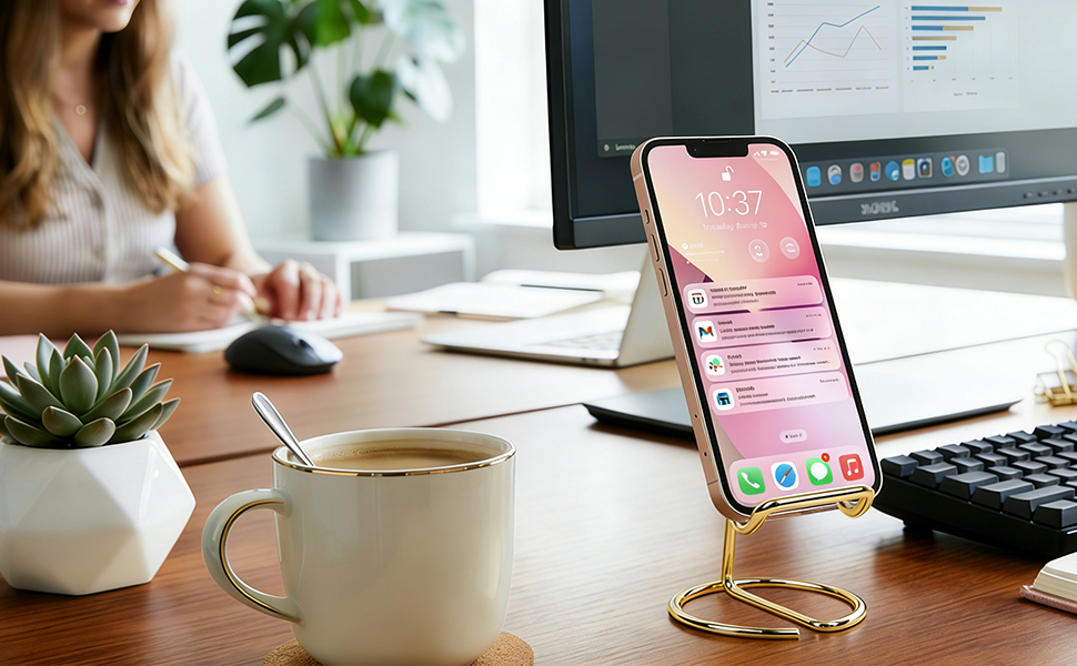 gold phone holder for office desk
