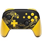 eXtremeRate Faceplate Backplate Handles for Nintendo Switch Pro Controller, The Great GOLDEN Wave...