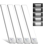4 Pack Under Cabinet Lighting, Rechargeable Motion Sensor Light Indoor, Wireless Dimmable Magneti...