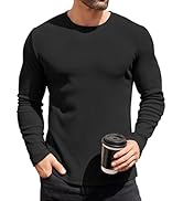 COOFANDY Mens Long Sleeve Shirts Thermal T-Shirt Slim Fit Crewneck Sweater Knitted Pullover Shirt