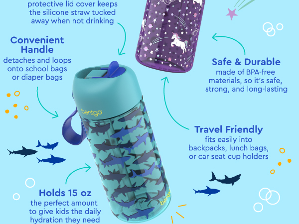 cute water bottles, strong water bottles for kids, drop-proof water bottles, flip up water bottles