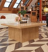 Wodhels 35.4-Inch Large Square Coffee Table,Wood Farmhouse Coffee Tables,Rustic Coffee Table for ...