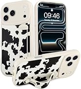 Jefonha Compatible with iPhone 17 Pro Max Case with Strap, Cute Funny Milk Cow Pattern Phone Case...