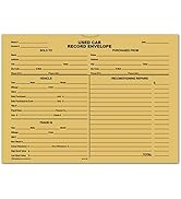 Used Car Record Envelopes - Deal Jackets for Used Vehicles (100 per Pack) (Buff)