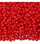 NUKAYAI 1000Pcs Red Pony Beads 6x9mm Perler Bulk Beads for Bracelets Crafts, Plastic Beads Kit, H...