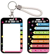 Black Cute ID Badge Holder with Keychain, ID Card Holder Key Chain, Card & Photo Hard Plastic Pro...