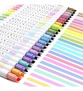 HANKU Highlighters Assorted Colors,24 Unique Retro Colors, Pastel Highlighters, Quick Dry Dual ti...
