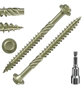(1 lbs 32PCS)#12 x 3 Yellow Hex Exterior Lag Screws,5.5x75mm, Structural Wood Screw, Heavy Duty C...