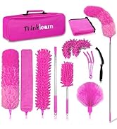 ThinkLearn Microfiber Dusters for Cleaning,14PCS Feather Dusters with Extension Pole,Bendable Was...