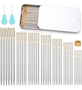 GarfxG 100 PCS Cross Stitch Needles, Assorted 7 Sizes Large Eye Embroidery Needles with Threaders...