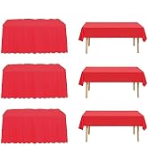 JHDZDHY 3 Packs 54x108inch Plastic Tablecloth and 3 Packs 14FT Plastic Table Skirt,Disposable Rec...