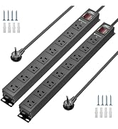 CRST 2 Pack 8 Outlet Metal Heavy Duty Power Strip with Switch, 2100J Surge Protector, Mountable W...