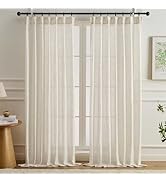 OWENIE Natural Pinch Pleated Curtains for Bedroom Living Room 90 Inches Long 2 Panels Set, Farmho...