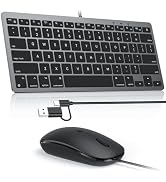 OMOTON Wired Keyboard and Mouse Compatible with Mac, Keyboard with Dual Interface (Type-C and USB...