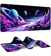 Colorful Planet Galaxy Gaming Mouse Pad,Starry Sky 31.5" x 11.8" Large Extended Mouse Mat,Non-Sli...