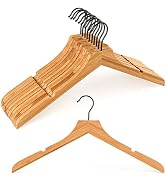 TOPIA HANGER Wood Hangers, Coat Hangers with Rotatable Dark Hook, Set of 12 Natural Wooden Hanger...