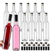 Alotpower Wine Bottles 16oz with T-top Caps & Seal Shrink Capsules Caps12Pack, 500 ml Glass Bottl...