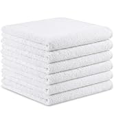 annfle 6 Pack 100% Cotton Wash Cloth, 12x12 Inch Highly Absorbent and Soft Feel Fingertip Towels,...