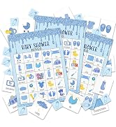 LSJEHTQ Baby Shower Bingo Games Cards, Gender Reveal Party Games for 24 Players, Blue Baby Shower...