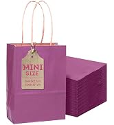 qiqee 24 Pcs Purple Mini Paper Gift Bags 6"x4.5"x2.5" with Handles Small Brown Kraft Party Favor ...
