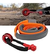 RULLINE Snatch Block Ring, Winch Pulley with 1/2‘’Soft Shackle, 3"X118‘Tree Saver Strap Recovery ...