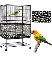Daoeny Large Bird Cage Cover, Bird Cage Seed Catcher, Adjustable Soft Nylon Mesh Net with Daisy P...