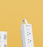 DEPOW 10 Ft Ultra Thin Extension Cord, 5-Outlet Power Strip Surge Protector with 4 USB Ports (2 U...
