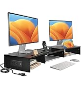HUANUO Dual Monitor Stand -Monitor Stand with USB ports ,Adjustable Length and Angle, Dual monito...