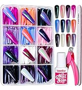 Teenitor Long Press On Nails, Chrome Press On Nails, 288pcs Long Coffin Ballerina False Nails, 12...