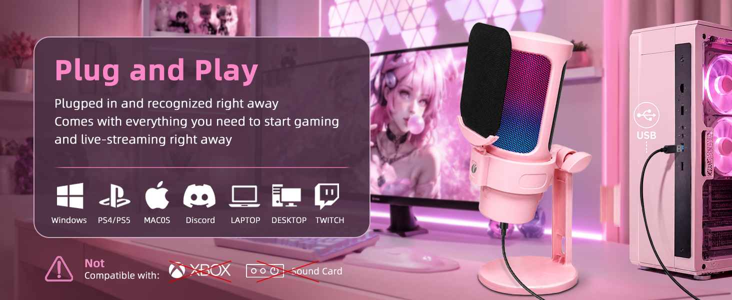 Gaming Microphone Pink