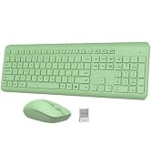 Wireless Keyboard and Mouse Combo, Full-Size Silent Ergonomic Keyboard and Optical Mouse, Long Ba...