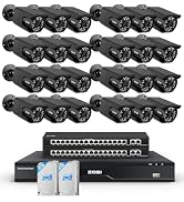 ZOSI 4K 32CH PoE Security Camera System, 24 x 8MP Wired PoE IP Cameras Outdoor Indoor, Human/Face...