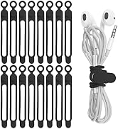 Nearockle 16Pcs Silicone Cable Straps Wire Organizer for Earphone, Phone Charger, Mouse, Audio, C...