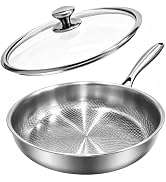 HestiaSnax Titanium Pans for Cooking | 10" Non Stick Frying Pan with Lid | Gas, Induction & Oven-...