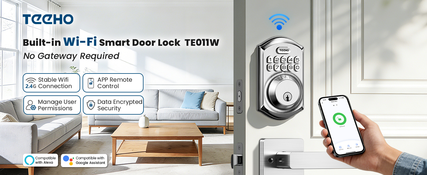 No gateway required Wifi smart door lock with stable wifi connection