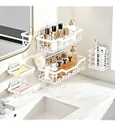 Fammart Adhesive Shower Caddy, 5-Pack Rustproof Stainless Steel Bathroom Organizer with 28 Hooks,...
