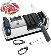 Upgrade 5-in-1 Electric Knife Sharpener, Professional 3-Stage with LCD Screen, 100% Diamond Abras...