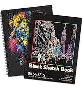 100 Sheets Black Paper Sketchbook(2 Pack), 108 lb/160gsm Heavyweight Black Sketch Pad 9×12in, Aci...
