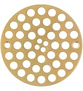 4" OD Round Screw-in Shower Strainer, 3-?” Screw Holes, Brushed Gold Shower Drain Cover -Solid Br...