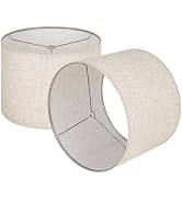 Wellmet Linen Set of 2 Drum Lampshades, Easy Assembly Required 14" Top x 14" Bottom x 11" High Re...