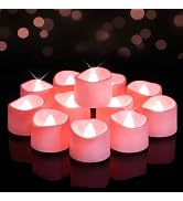 Raycare 24 Pack Pink Battery Operated Tea Lights, 200+Hour Electric Flickering Flameless Candles,...