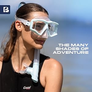 Female diver equipped with Blue's Snorkeling Collection gear
