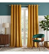NICETOWN Gold Brown 90 inch Long Velvet Curtains & Drapes for Spring - Thermal Insulating Soft Ye...