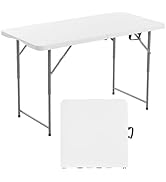 VEVOR Folding Table, Heavy Duty Portable Fold-in-Half Utility Table, Indoor Outdoor Plastic Recta...
