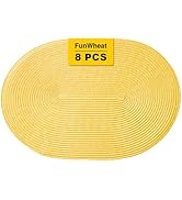 FunWheat Oval Braided Placemats Set of 8 Table Mats for Dining Tables Washable Heat Resistant Pla...