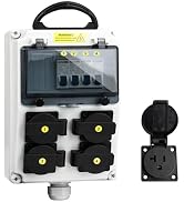 Electrical Outlet Box, Breaker Electrical Box, with IP44 NEMA 5-20 Power Outlet Box, Dustproof an...