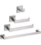 4-Piece Bathroom Hardware Set, Stainless Steel Wall Mounted Square Bathroom Accessories Kit, Incl...