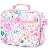 mibasies Kids Lunch Box for Girls Toddler, Insulated and Reusable Lunch Bag for School, Flower Pink